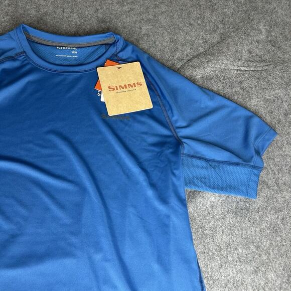 Simms Challenger Solar Shirt Mens Medium Blue Carbon Fishing Tee Outdoors - Picture 4 of 9
